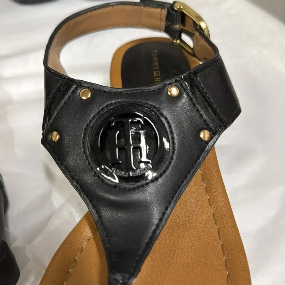 Tommy Hilfiger KIssi Women's Black Thong Low Heel Sandals 6